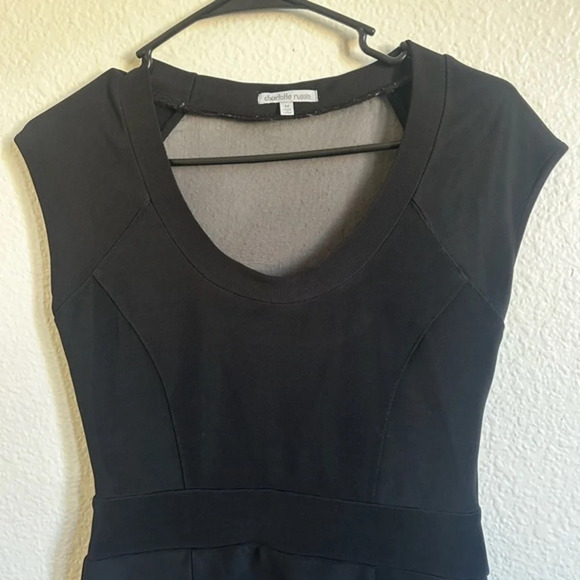 Charlotte Russe Dress Black Round Neck short‎ sleeve transparent back M - Picture 9 of 16
